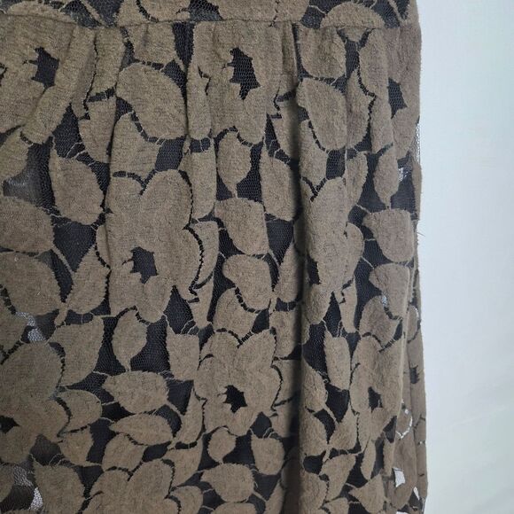 Anthropologie Floral Lace Mesh Overlay Dress Black/Brown Size Medium - Picture 5 of 9